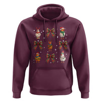 Cute Christmas Chicken With Xmas Coquette Bow Hoodie - Wonder Print Shop
