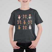 Cute Christmas Chicken With Xmas Coquette Bow T Shirt For Kid - Wonder Print Shop
