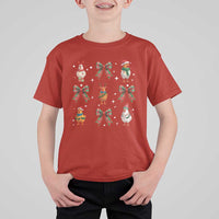 Cute Christmas Chicken With Xmas Coquette Bow T Shirt For Kid - Wonder Print Shop