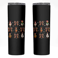 Cute Christmas Chicken With Xmas Coquette Bow Skinny Tumbler