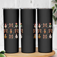 Cute Christmas Chicken With Xmas Coquette Bow Skinny Tumbler