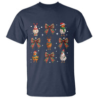 Cute Christmas Chicken With Xmas Coquette Bow T Shirt - Wonder Print Shop