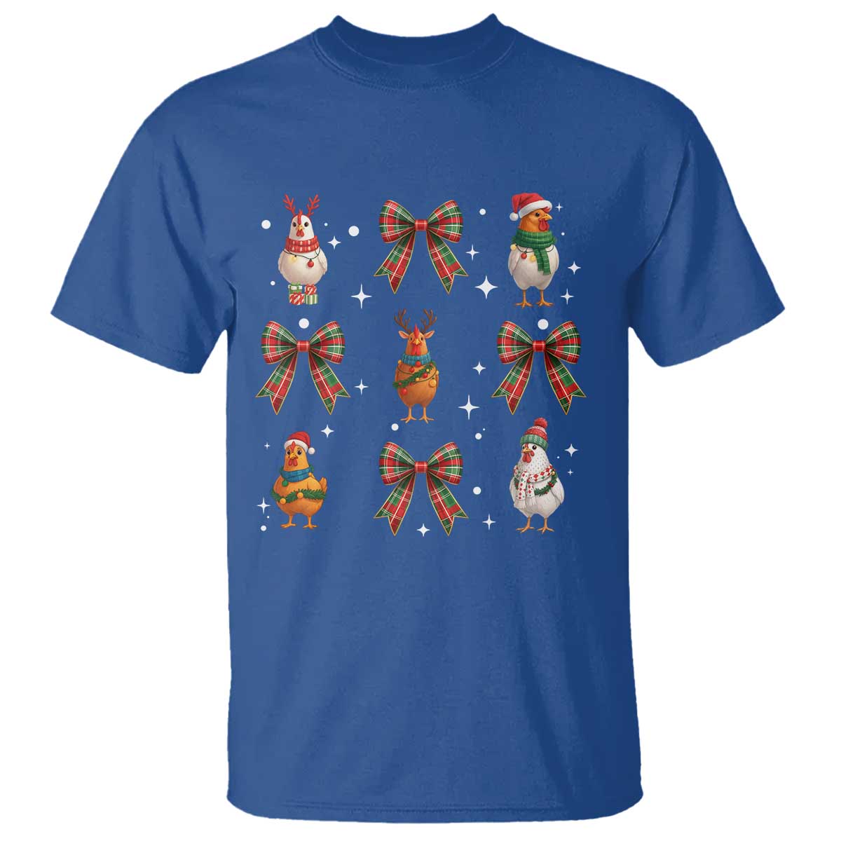 Cute Christmas Chicken With Xmas Coquette Bow T Shirt - Wonder Print Shop