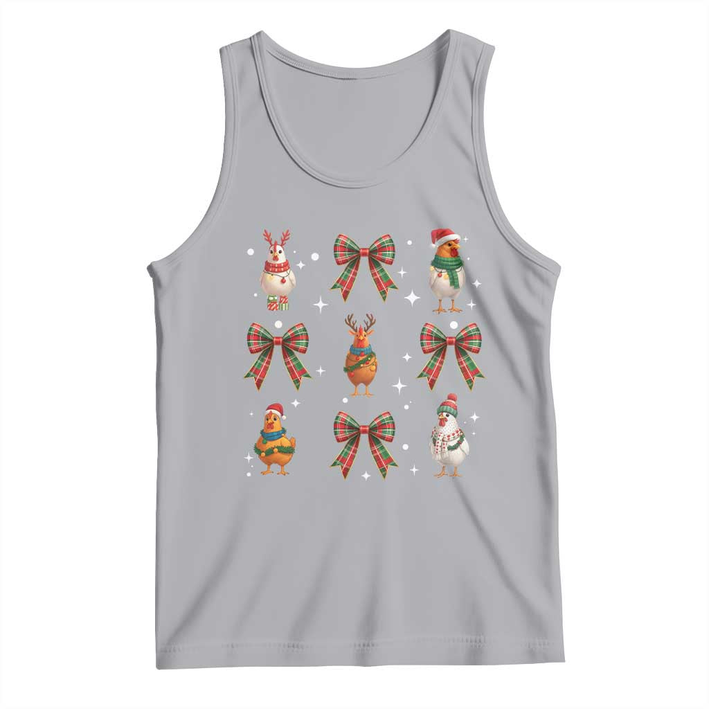 Cute Christmas Chicken With Xmas Coquette Bow Tank Top - Wonder Print Shop