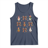 Cute Christmas Chicken With Xmas Coquette Bow Tank Top - Wonder Print Shop