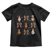 Cute Christmas Chicken With Xmas Coquette Bow Toddler T Shirt - Wonder Print Shop