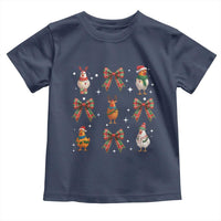 Cute Christmas Chicken With Xmas Coquette Bow Toddler T Shirt - Wonder Print Shop