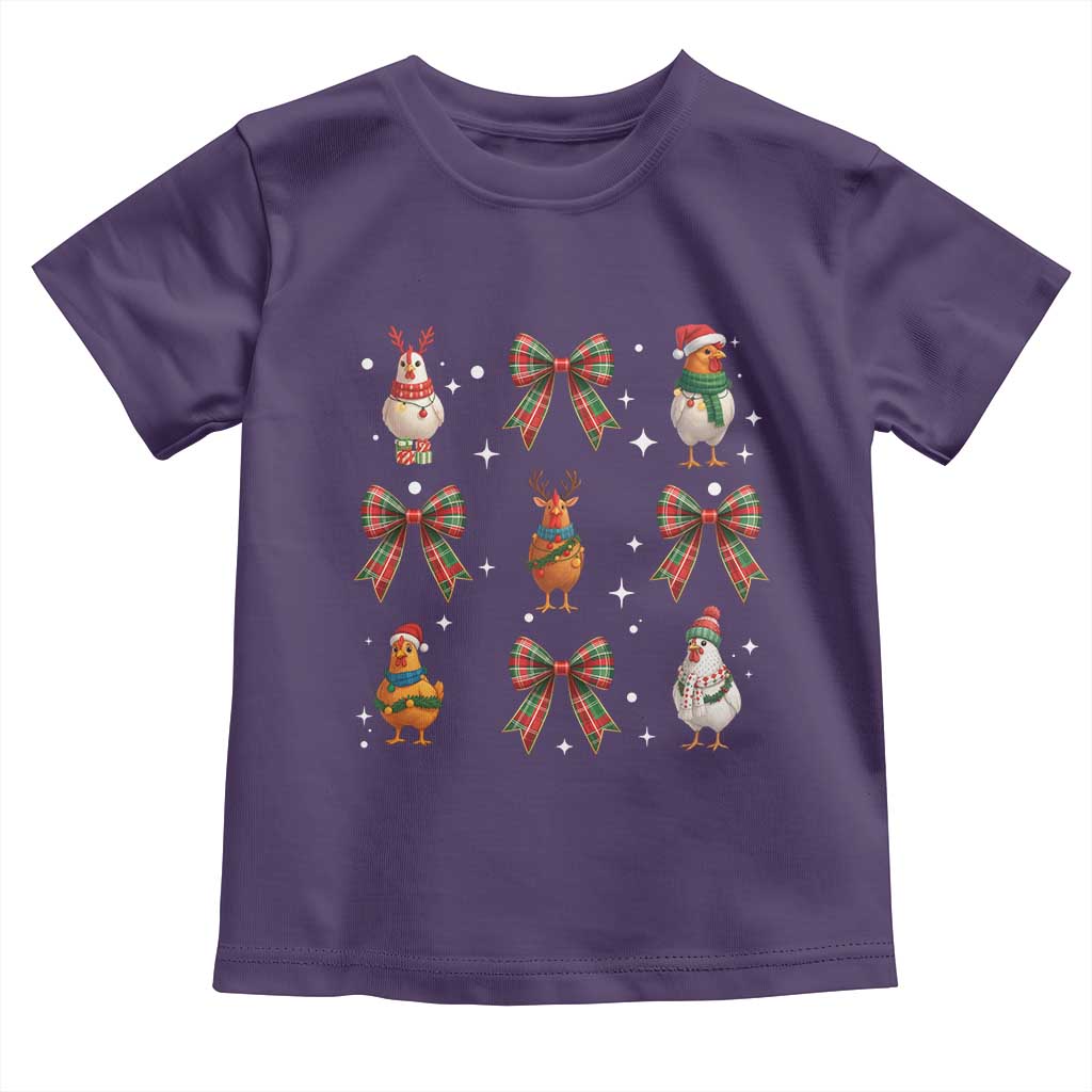 Cute Christmas Chicken With Xmas Coquette Bow Toddler T Shirt - Wonder Print Shop