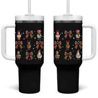 Cute Christmas Chicken With Xmas Coquette Bow Tumbler With Handle