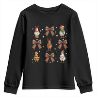 Cute Christmas Chicken With Xmas Coquette Bow Youth Sweatshirt - Wonder Print Shop