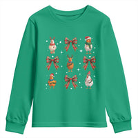 Cute Christmas Chicken With Xmas Coquette Bow Youth Sweatshirt - Wonder Print Shop