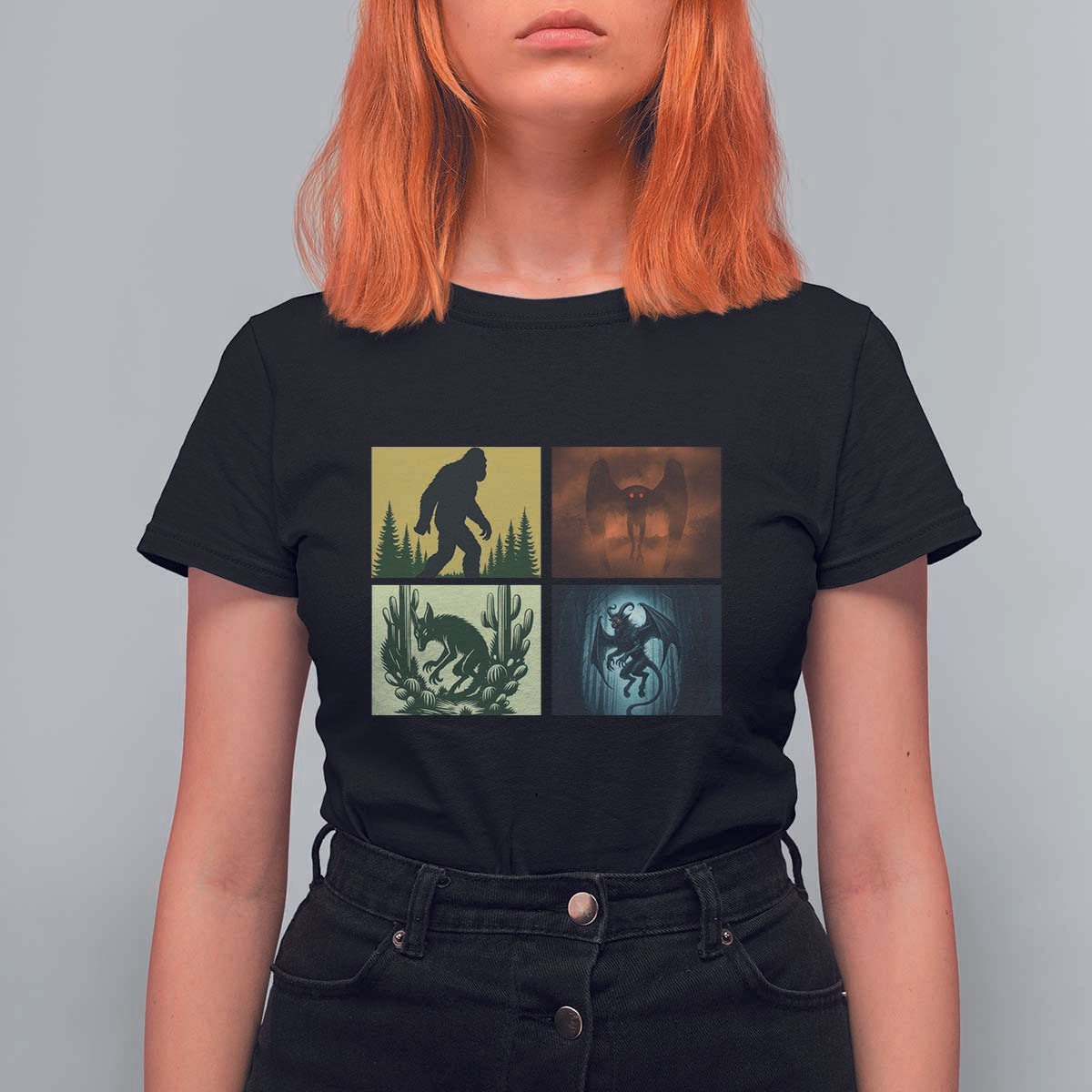 Mothman Bigfoot Chupacabra Jersey Devil T Shirt For Women Cryptid Legends Gift - Wonder Print Shop