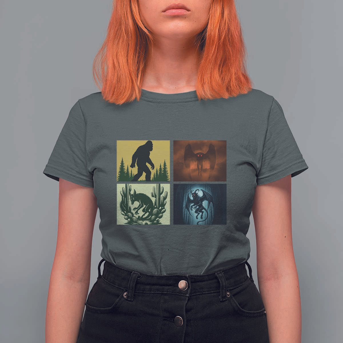 Mothman Bigfoot Chupacabra Jersey Devil T Shirt For Women Cryptid Legends Gift - Wonder Print Shop