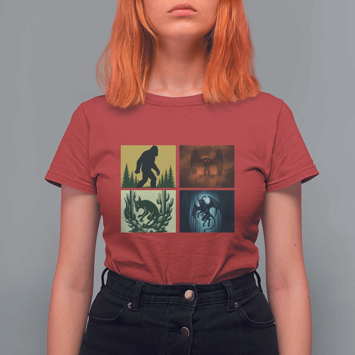 Mothman Bigfoot Chupacabra Jersey Devil T Shirt For Women Cryptid Legends Gift - Wonder Print Shop