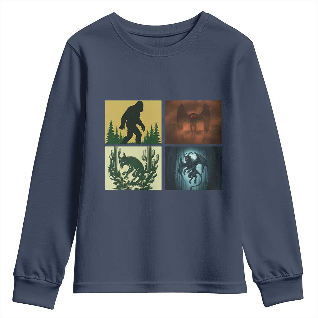 Mothman Bigfoot Chupacabra Jersey Devil Youth Sweatshirt Cryptid Legends Gift - Wonder Print Shop