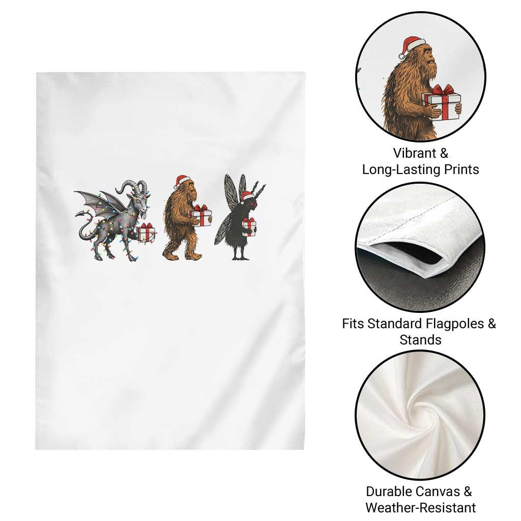 Christmas Cryptid Gift Garden Flag Bigfoot Jersey Devil Mothman Santa - Wonder Print Shop
