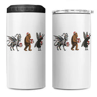Christmas Cryptid Gift 4 in 1 Can Cooler Tumbler Bigfoot Jersey Devil Mothman Santa