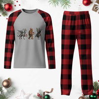 Xmas Cryptid Gift Plaid Pajama Set Bigfoot Jersey Devil Mothman Santa - Wonder Print Shop