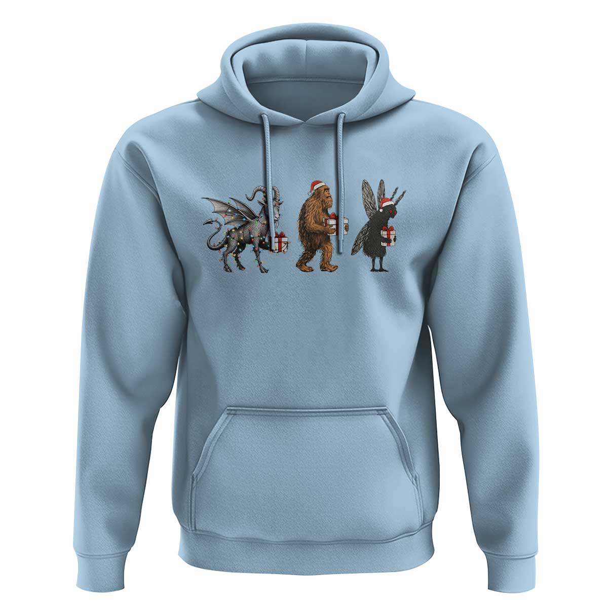 Christmas Cryptid Gift Hoodie Bigfoot Jersey Devil Mothman Santa - Wonder Print Shop