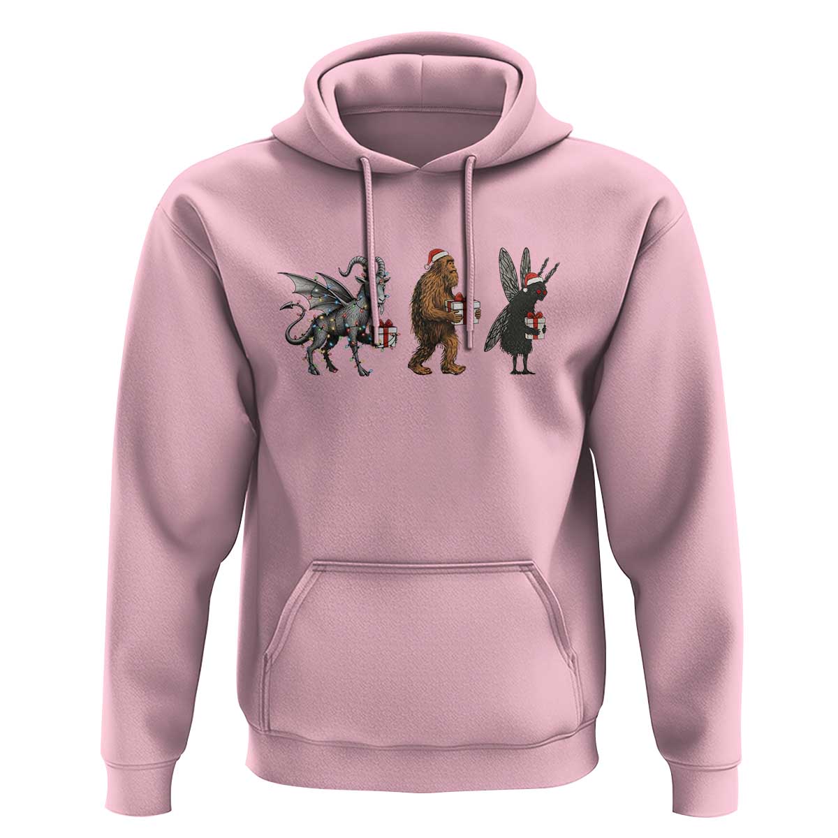 Christmas Cryptid Gift Hoodie Bigfoot Jersey Devil Mothman Santa - Wonder Print Shop