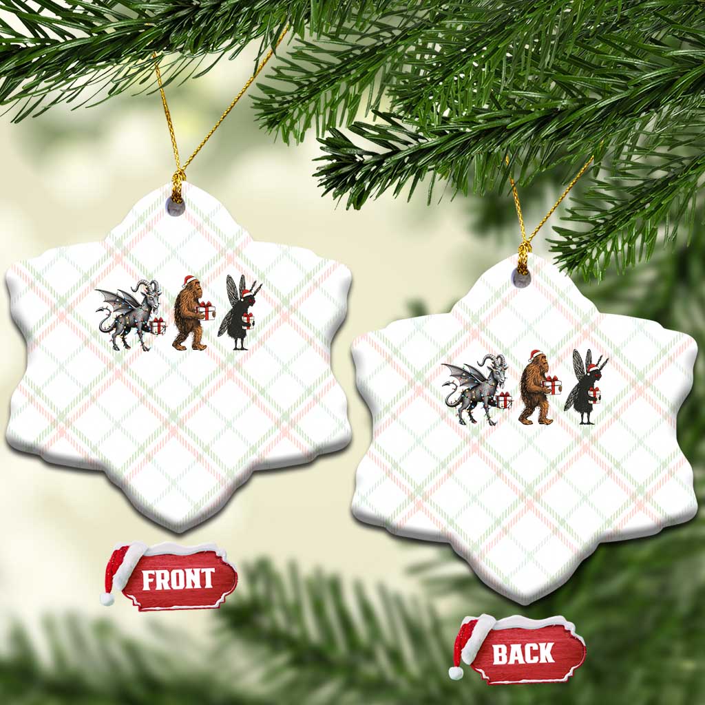 Xmas Cryptid Gift Ceramic Ornament Bigfoot Jersey Devil Mothman Santa - Wonder Print Shop