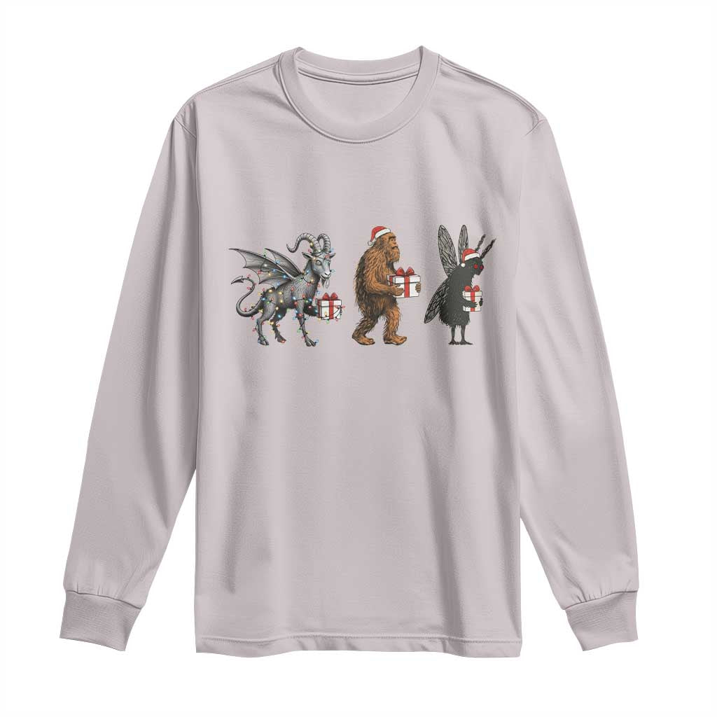 Christmas Cryptid Gift Long Sleeve Shirt Bigfoot Jersey Devil Mothman Santa - Wonder Print Shop