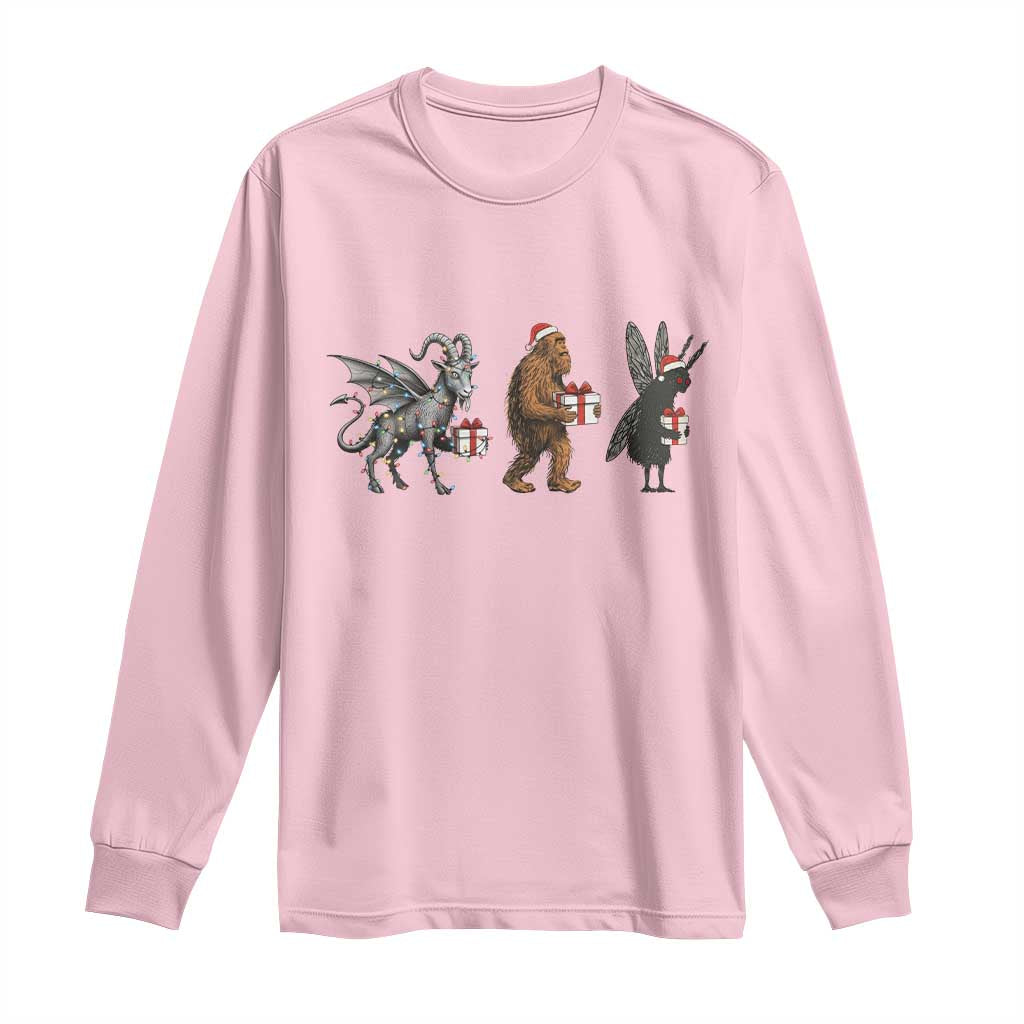 Christmas Cryptid Gift Long Sleeve Shirt Bigfoot Jersey Devil Mothman Santa - Wonder Print Shop