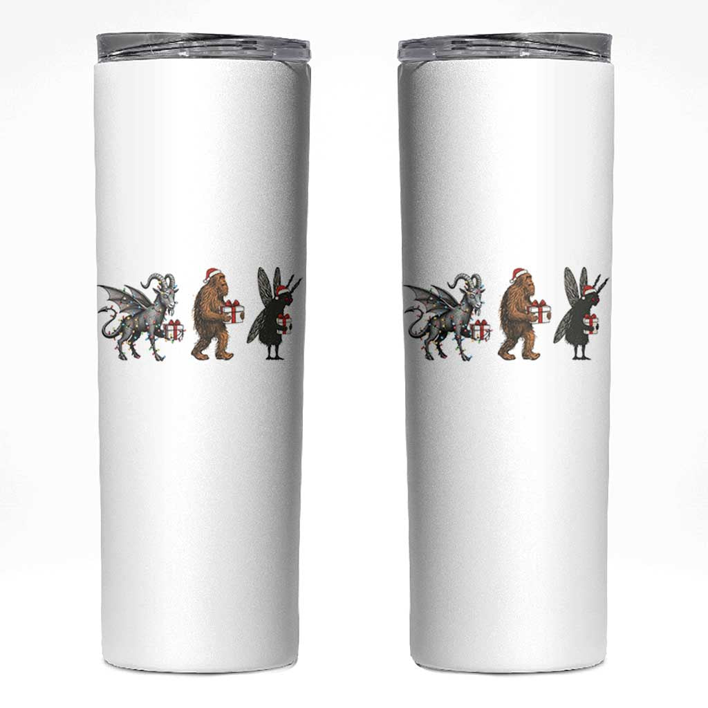 Christmas Cryptid Gift Skinny Tumbler Bigfoot Jersey Devil Mothman Santa