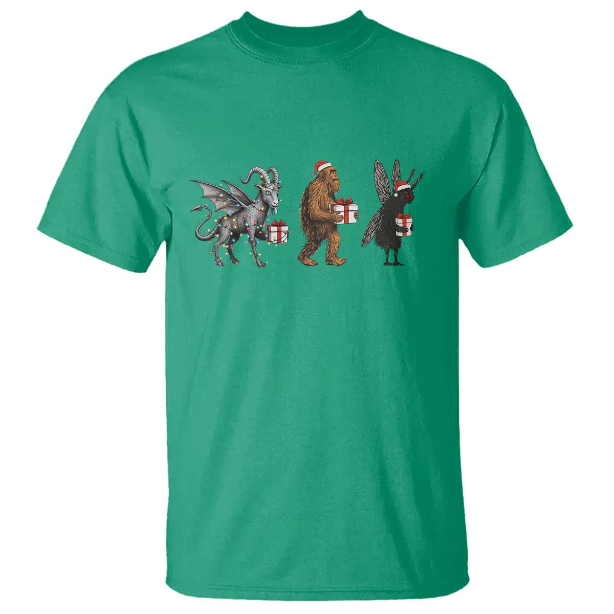 Christmas Cryptid Gift T Shirt Bigfoot Jersey Devil Mothman Santa - Wonder Print Shop