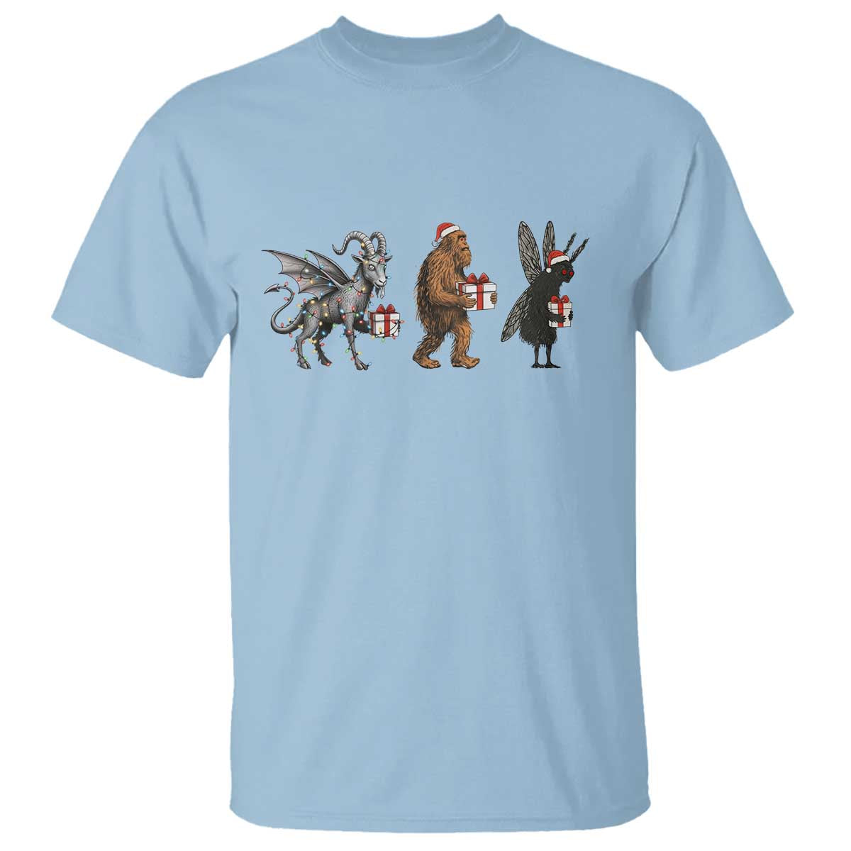 Christmas Cryptid Gift T Shirt Bigfoot Jersey Devil Mothman Santa - Wonder Print Shop