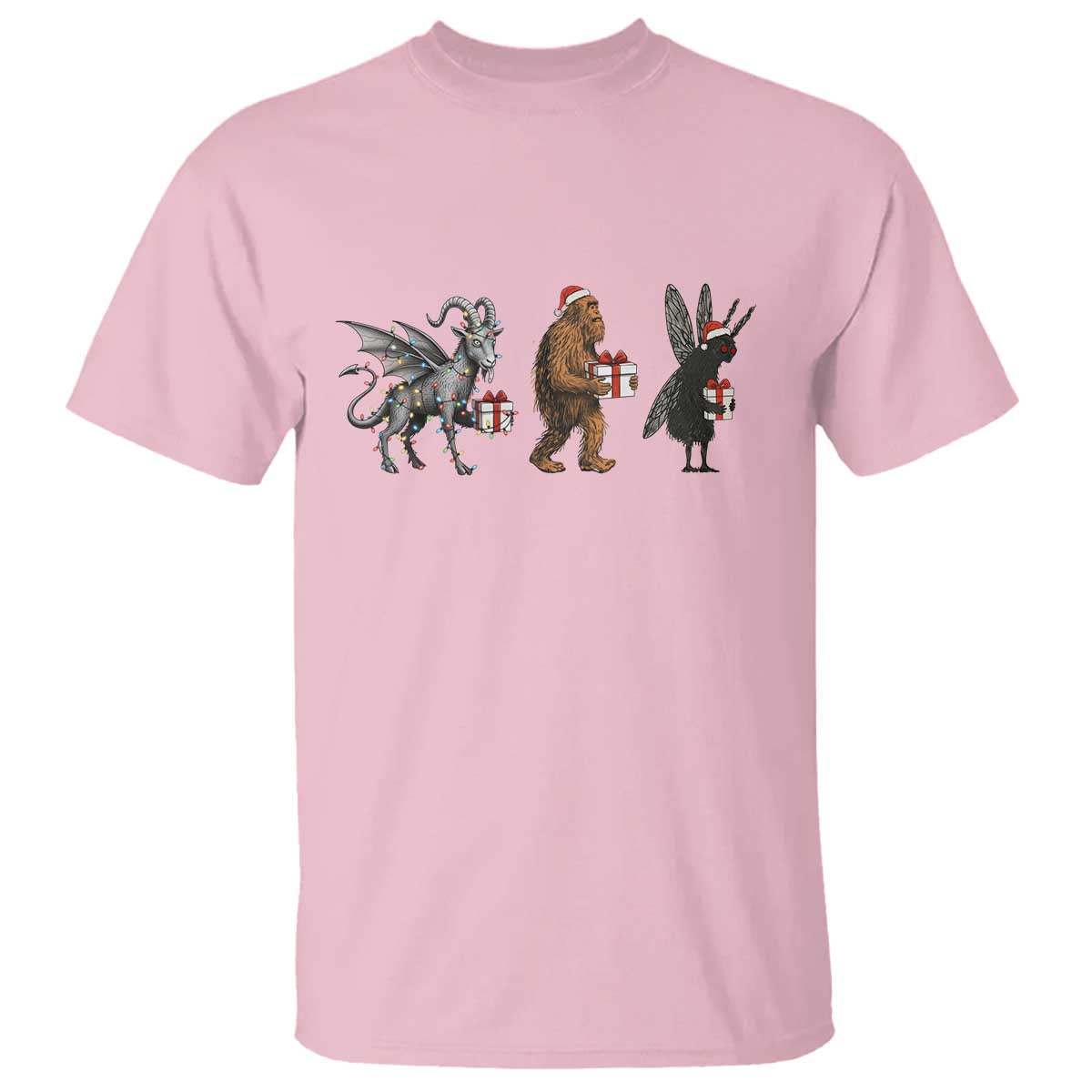 Christmas Cryptid Gift T Shirt Bigfoot Jersey Devil Mothman Santa - Wonder Print Shop