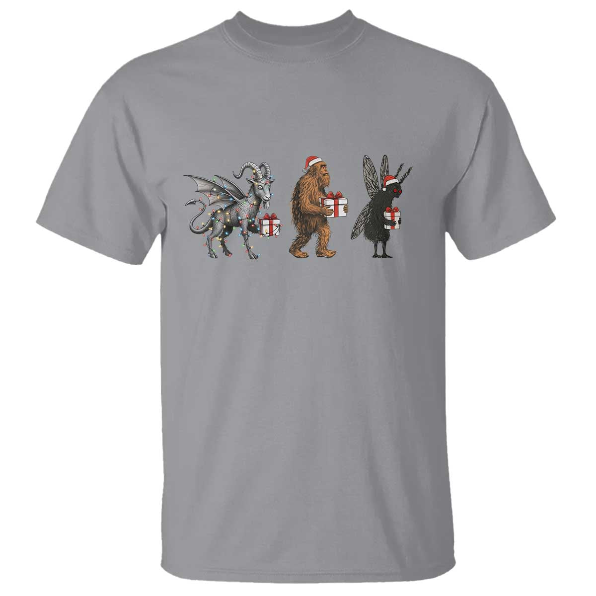 Christmas Cryptid Gift T Shirt Bigfoot Jersey Devil Mothman Santa - Wonder Print Shop