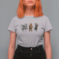 Christmas Cryptid Gift T Shirt For Women Bigfoot Jersey Devil Mothman Santa - Wonder Print Shop