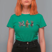 Christmas Cryptid Gift T Shirt For Women Bigfoot Jersey Devil Mothman Santa - Wonder Print Shop