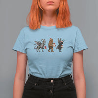 Christmas Cryptid Gift T Shirt For Women Bigfoot Jersey Devil Mothman Santa - Wonder Print Shop