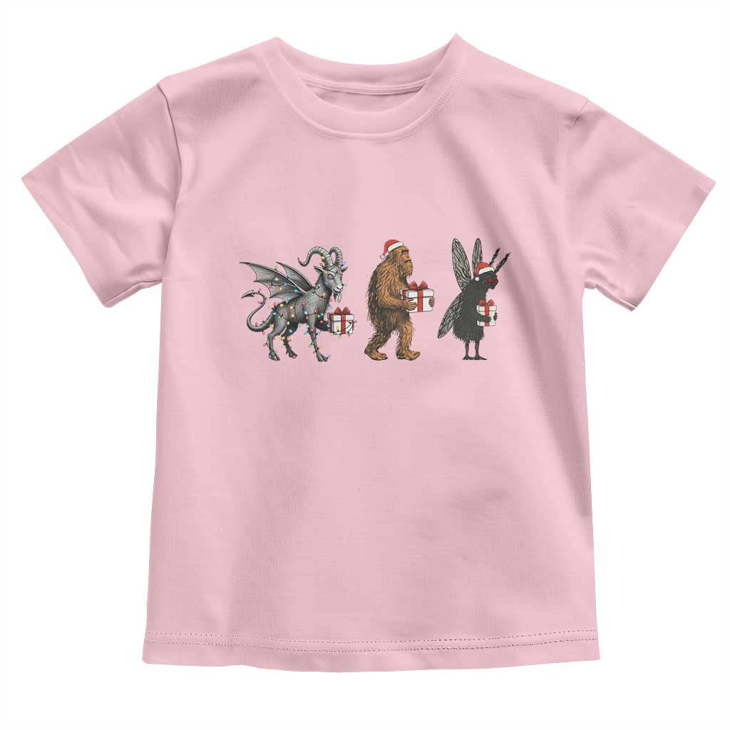 Christmas Cryptid Gift Toddler T Shirt Bigfoot Jersey Devil Mothman Santa - Wonder Print Shop