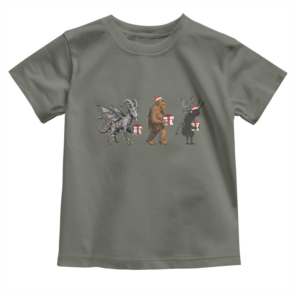 Christmas Cryptid Gift Toddler T Shirt Bigfoot Jersey Devil Mothman Santa - Wonder Print Shop