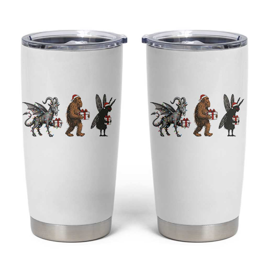 Christmas Cryptid Gift Tumbler Cup Bigfoot Jersey Devil Mothman Santa