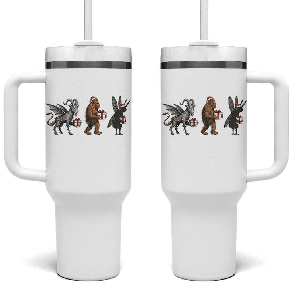 Christmas Cryptid Gift Tumbler With Handle Bigfoot Jersey Devil Mothman Santa