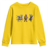 Christmas Cryptid Gift Youth Sweatshirt Bigfoot Jersey Devil Mothman Santa - Wonder Print Shop