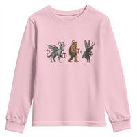Christmas Cryptid Gift Youth Sweatshirt Bigfoot Jersey Devil Mothman Santa - Wonder Print Shop