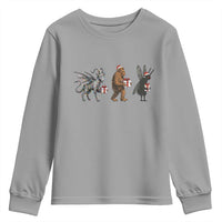 Christmas Cryptid Gift Youth Sweatshirt Bigfoot Jersey Devil Mothman Santa - Wonder Print Shop