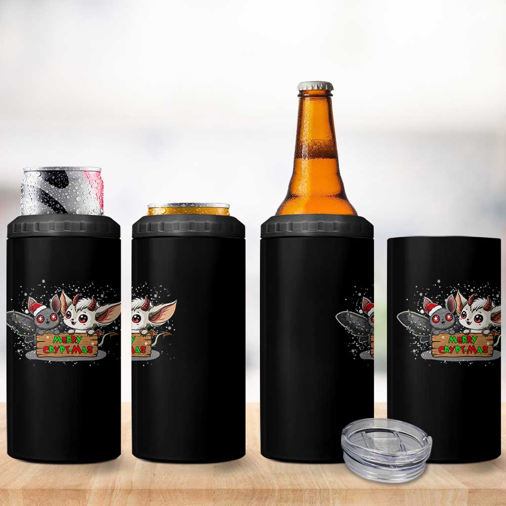 Mothman And Jersey Devil 4 in 1 Can Cooler Tumbler Merry Cryptmas Funny Holiday Gift