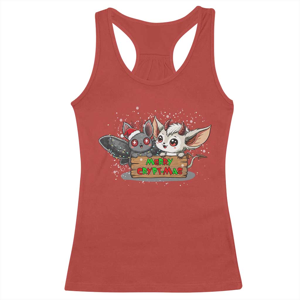 Mothman And Jersey Devil Racerback Tank Top Merry Cryptmas Funny Holiday Gift - Wonder Print Shop