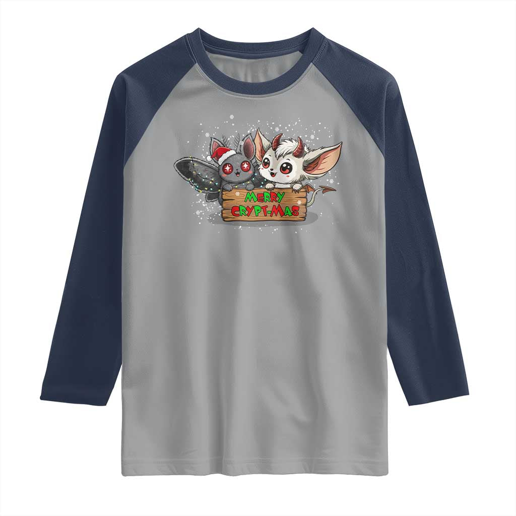 Mothman And Jersey Devil Raglan Shirt Merry Cryptmas Funny Holiday Gift - Wonder Print Shop