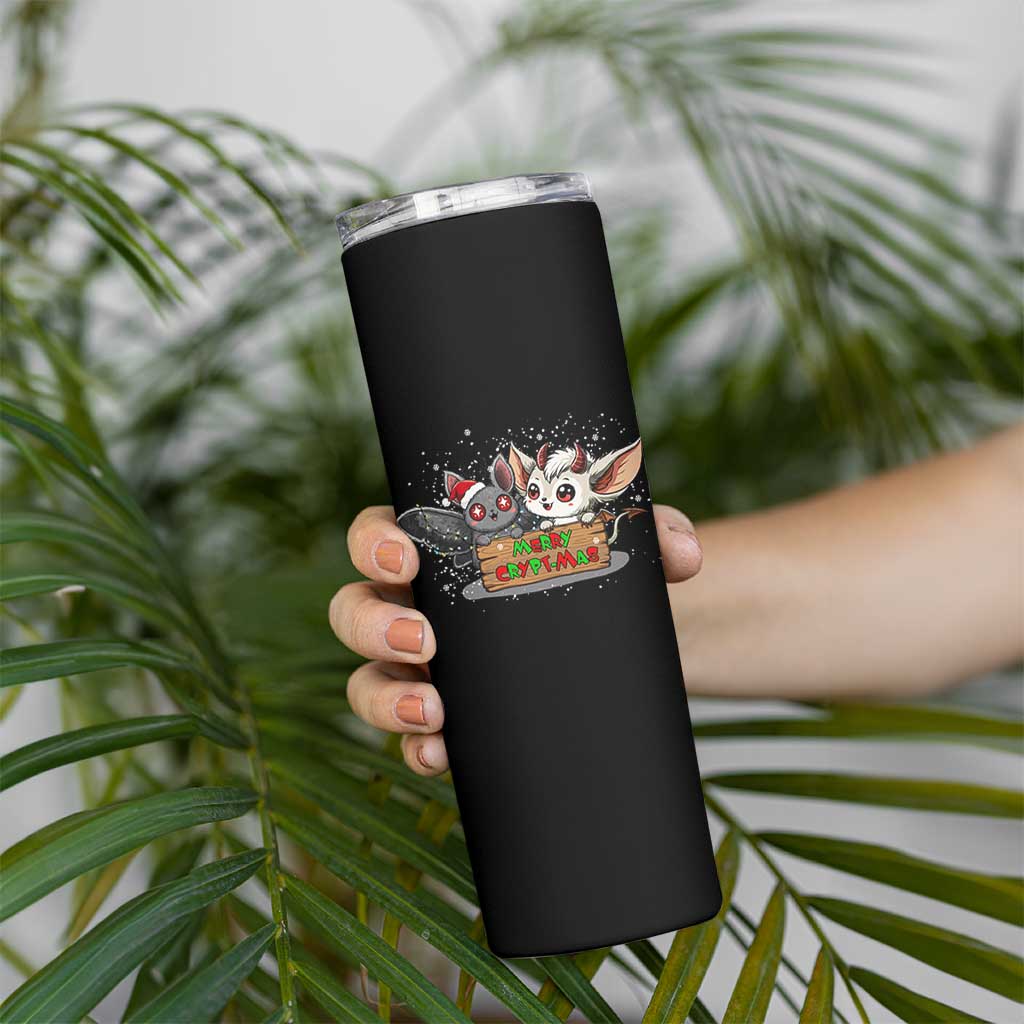 Mothman And Jersey Devil Skinny Tumbler Merry Cryptmas Funny Holiday Gift