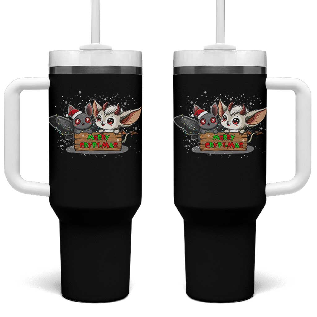 Mothman And Jersey Devil Tumbler With Handle Merry Cryptmas Funny Holiday Gift