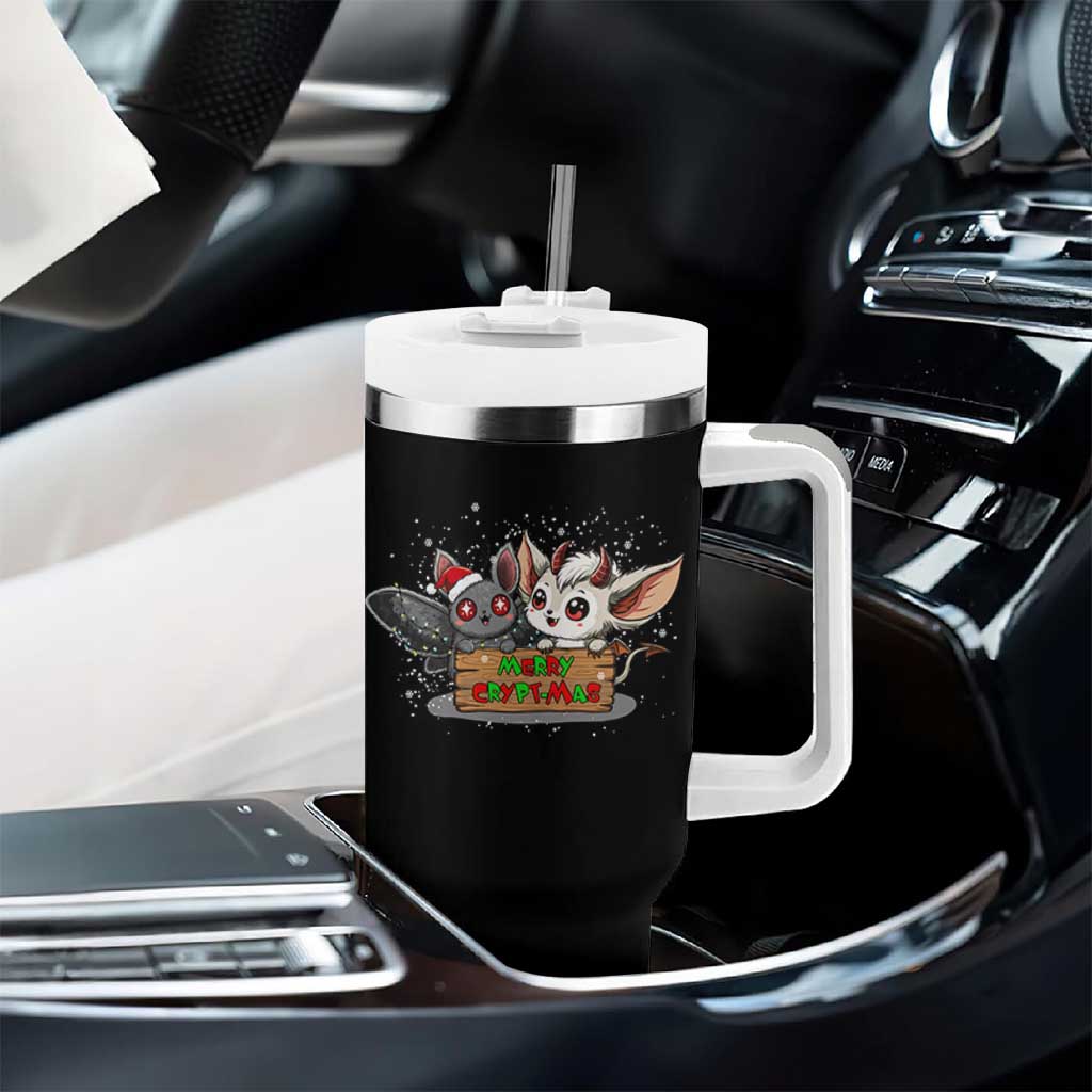 Mothman And Jersey Devil Tumbler With Handle Merry Cryptmas Funny Holiday Gift