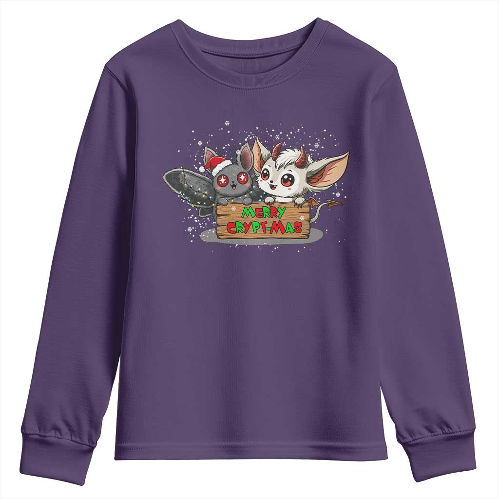 Mothman And Jersey Devil Youth Sweatshirt Merry Cryptmas Funny Holiday Gift - Wonder Print Shop