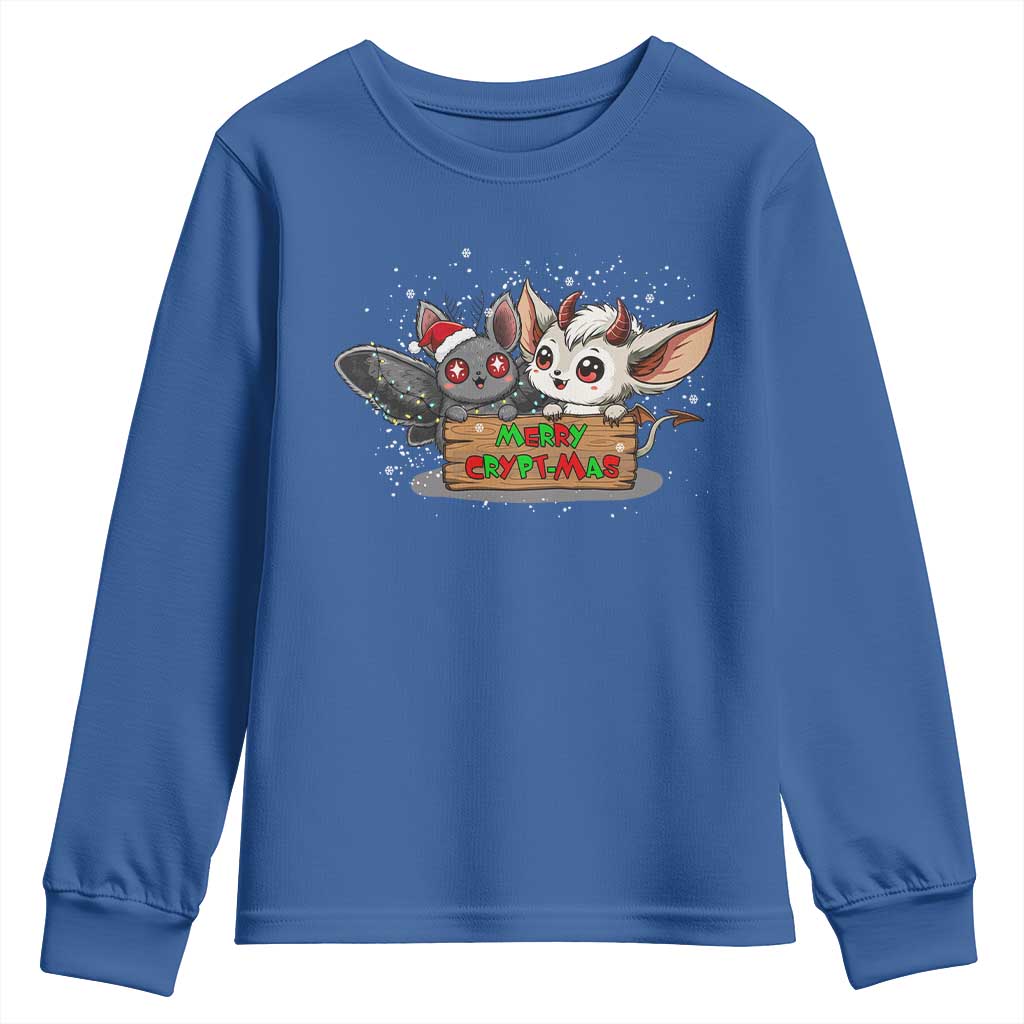 Mothman And Jersey Devil Youth Sweatshirt Merry Cryptmas Funny Holiday Gift - Wonder Print Shop